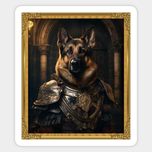 Majestic German Shepherd - Medieval German King (Framed) Sticker